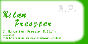 milan preszter business card